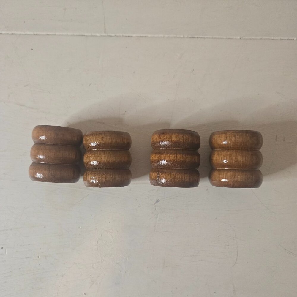Wooden Napkin Rings Vintage Set of 4
